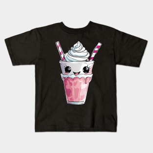 Pink Strawberry Milkshake Kids T-Shirt